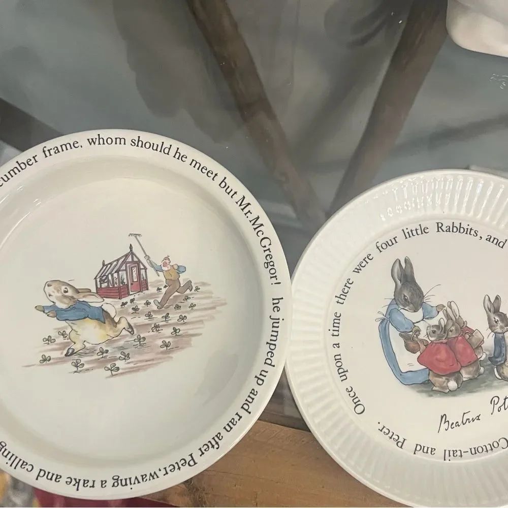 Wedgewood Beatrix Potter Peter Rabbit set of two Themed Ceramic Plates. Vintage